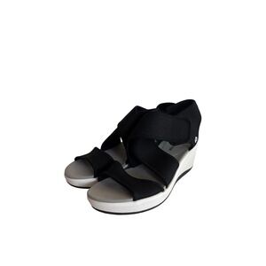Clarks Cloudsteppers Black Slingback Wedge Sandals Women's‎ Size US 8.5